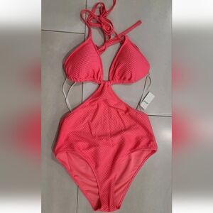 NEW Women's Size XL American Eagle Aerie‎ Hot Pink 1 Piece Bikini Swimsuit Neon